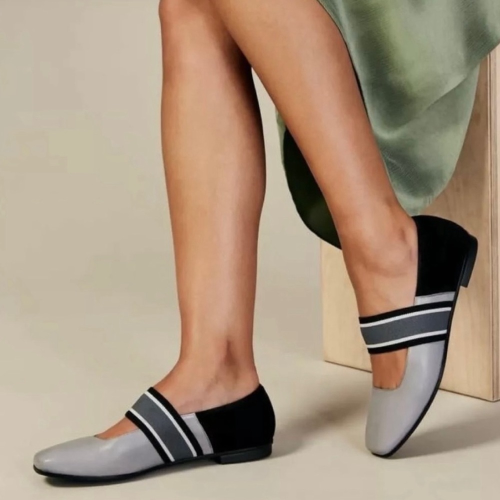 M. Gemi Ballare Leather and Suede Grey Black Shoe size 39.5